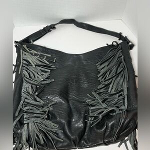 Treasure and Bond Leather Fringe Hobo Bag